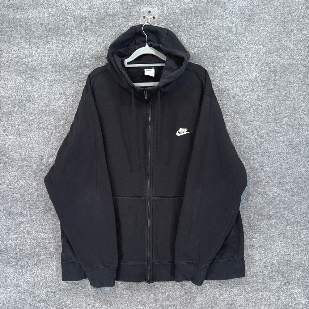 Nike Full Zip Hoodie Mens XXL Black Fleece Embroidered Sportswear Sweatshirt